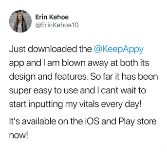 tweet by erin kehoe about keepappy